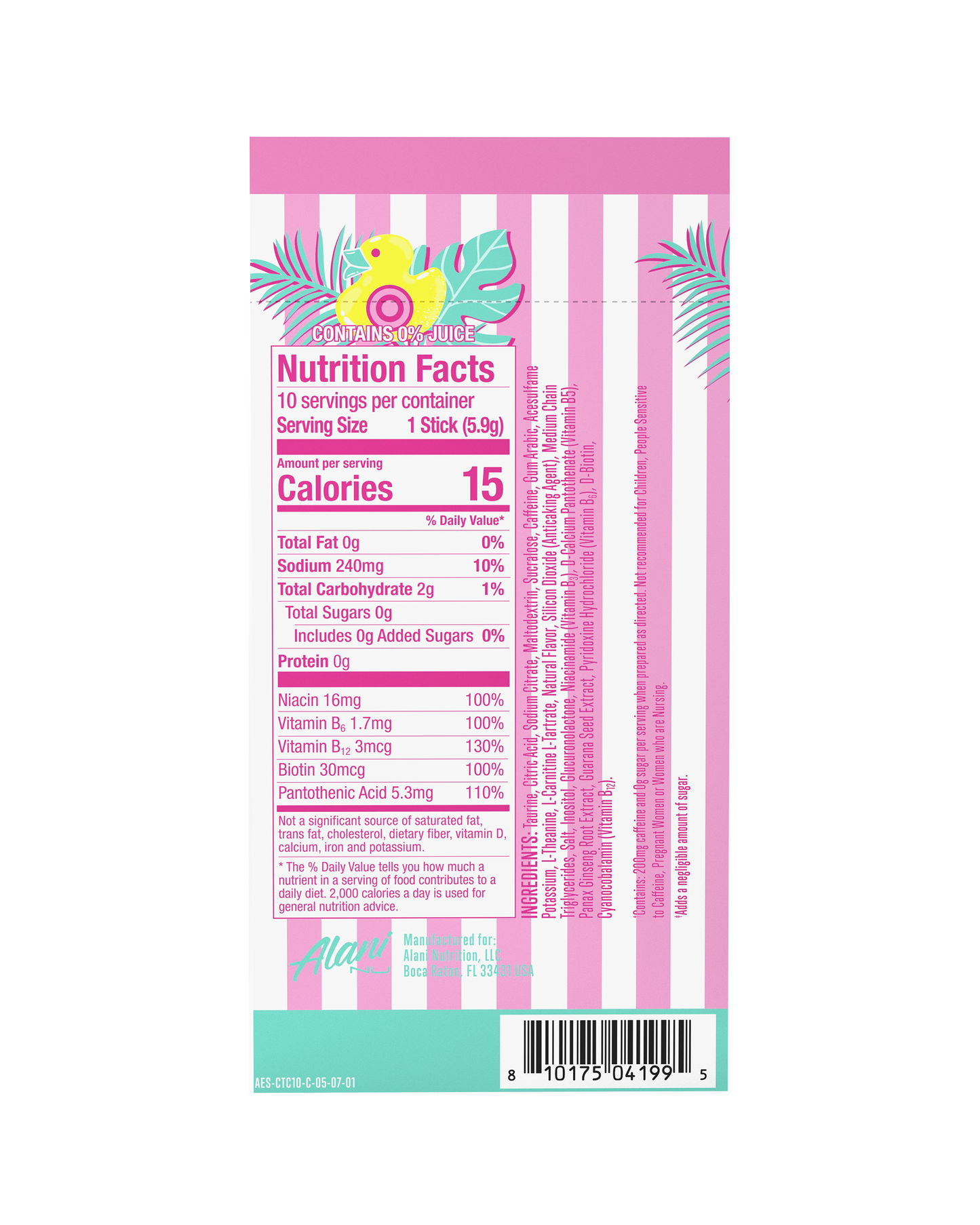Cotton Candy Powdered Energy Mix Sticks, 10-Pack
