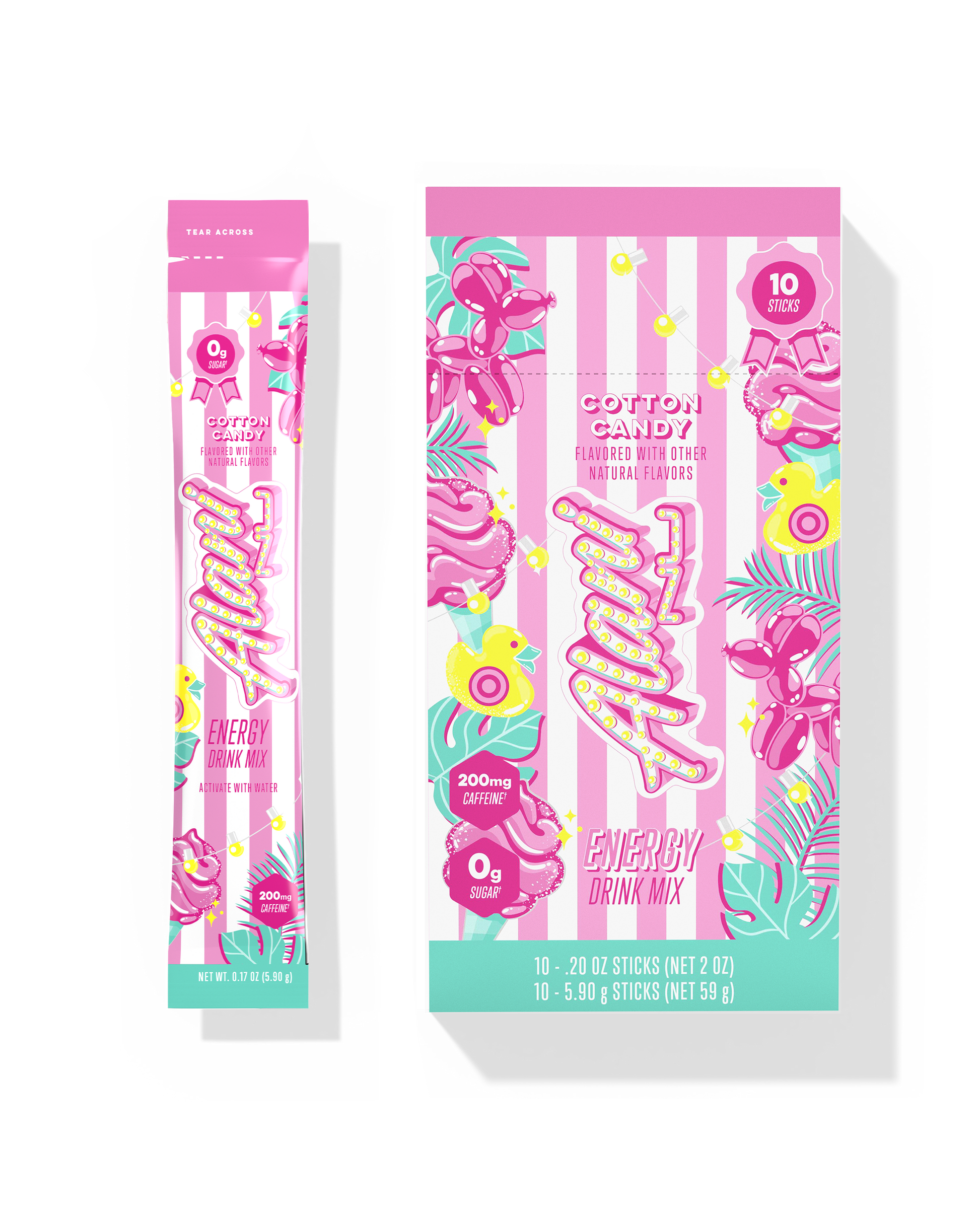 Cotton Candy Powdered Energy Mix Sticks, 10-Pack