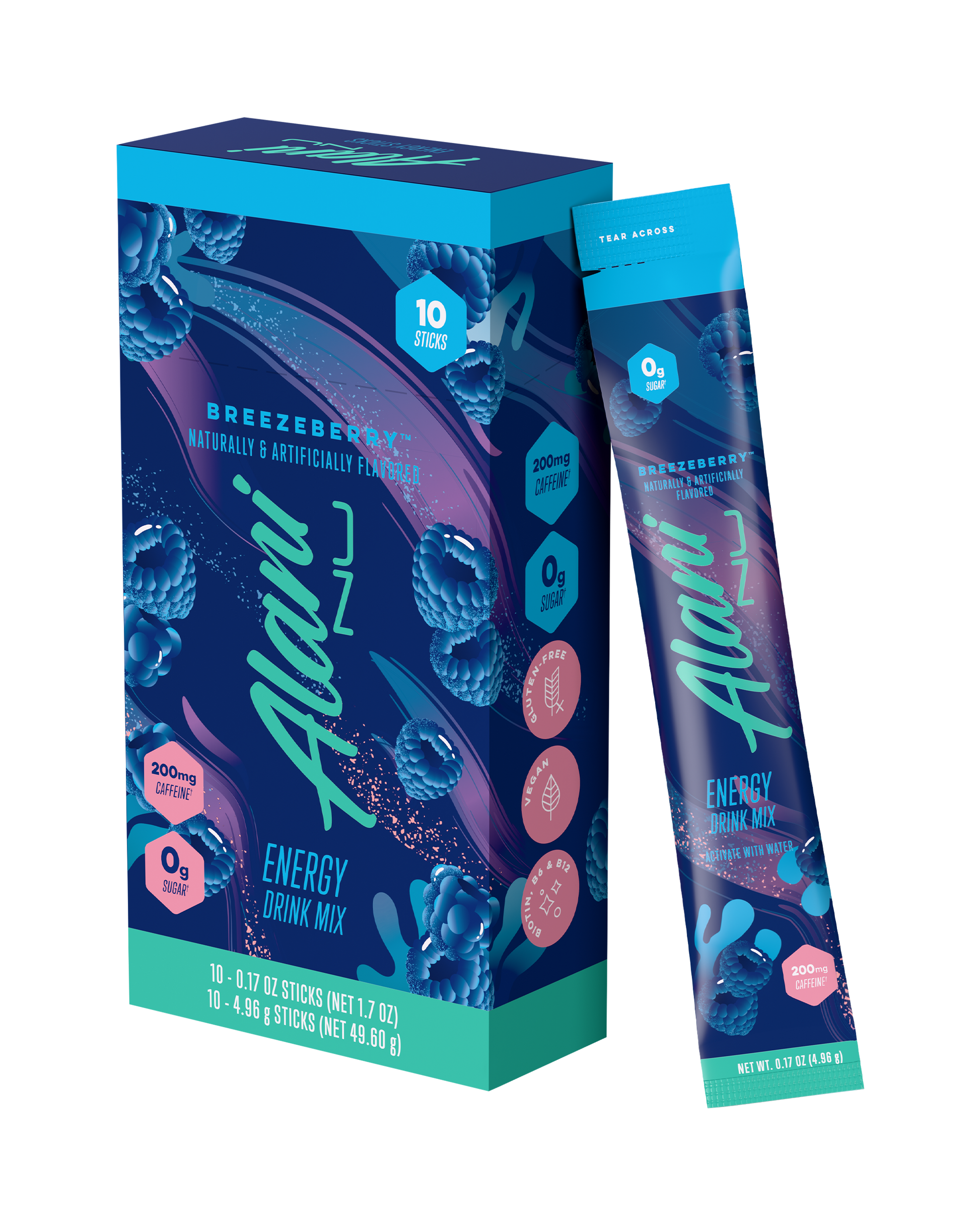 Breezeberry Powdered Energy Drink Sticks, 10-Pack