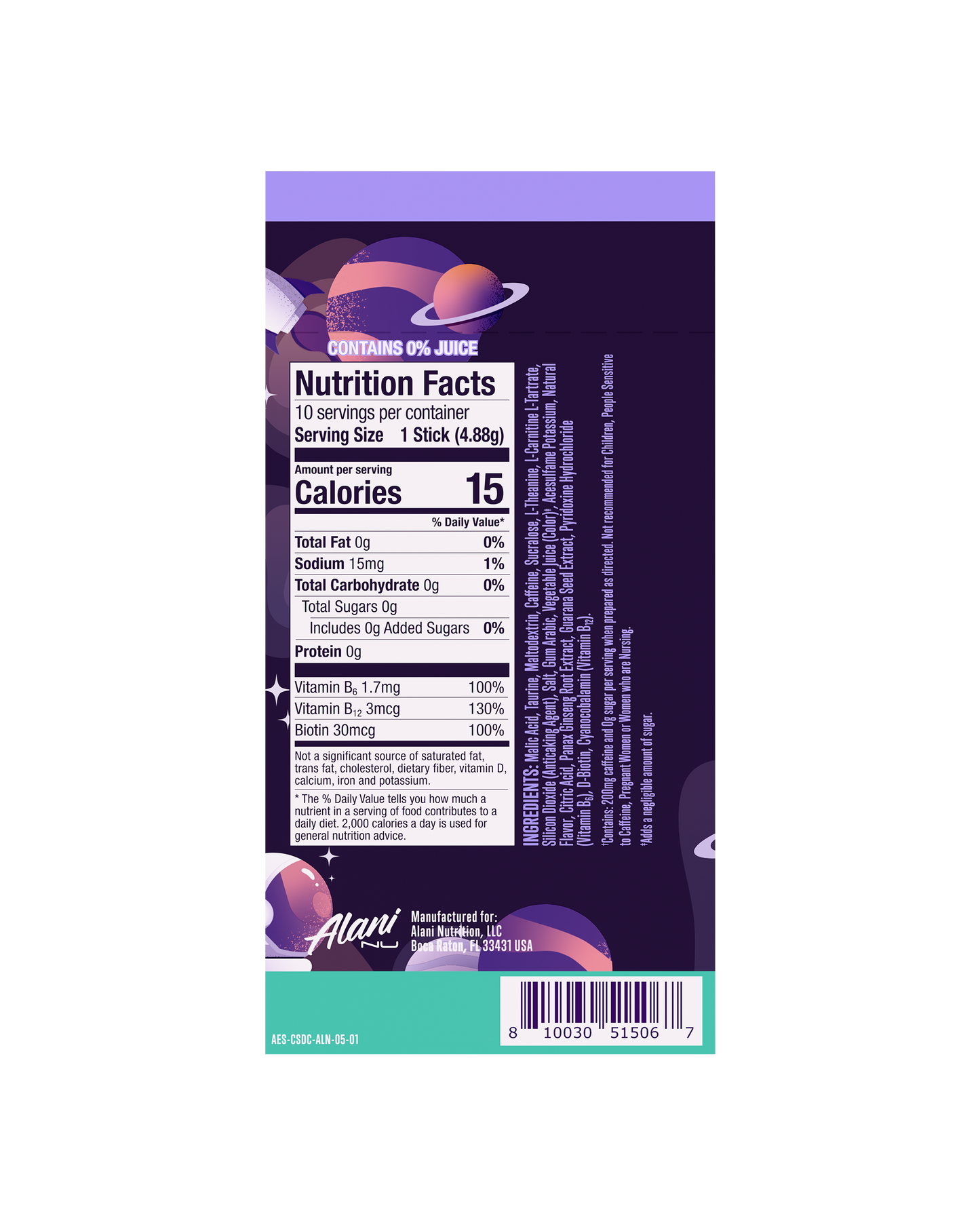 Cosmic Stardust Alani Nu Energy Sticks, 10 Pack