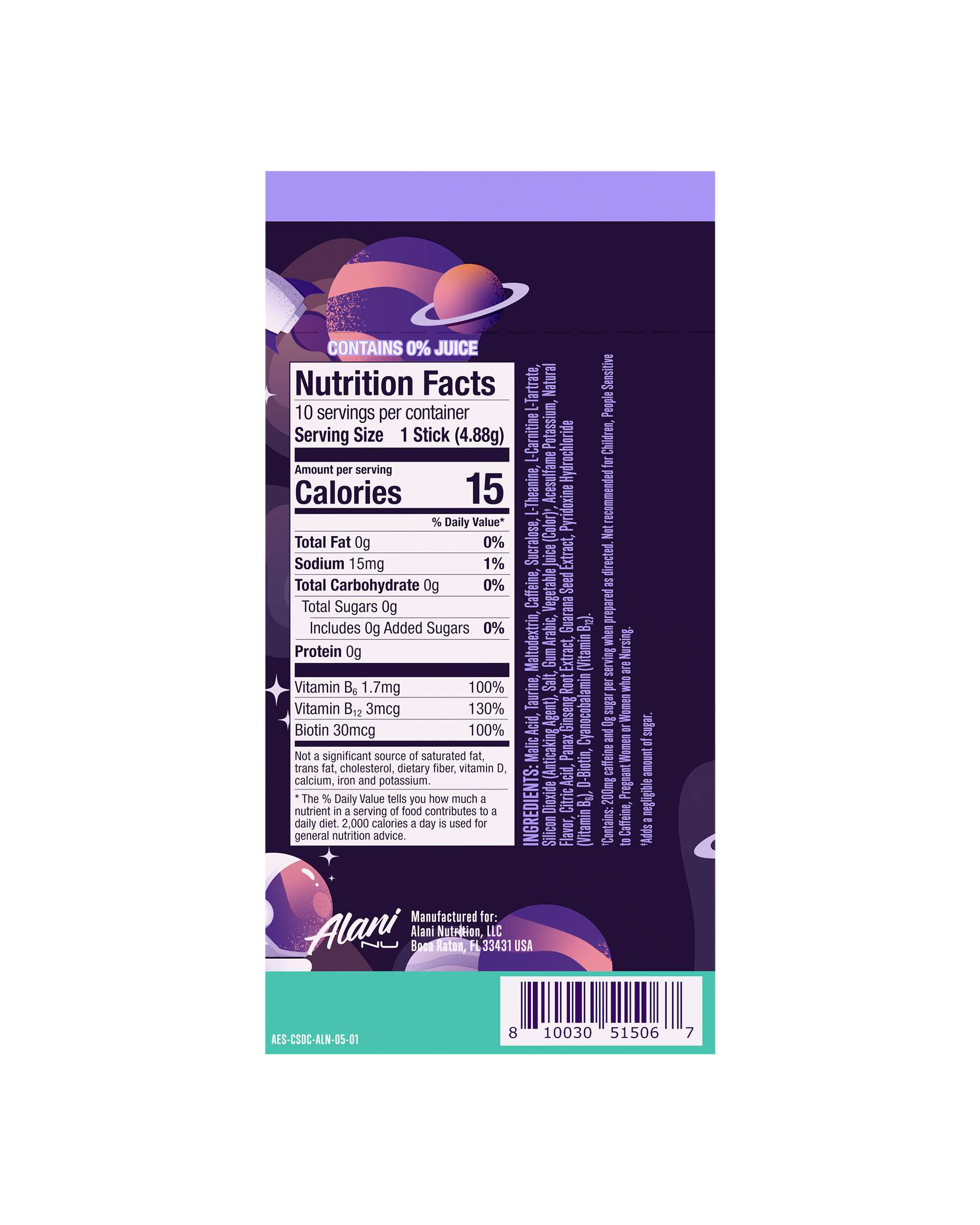 Cosmic Stardust Alani Nu Energy Sticks, 10 Pack