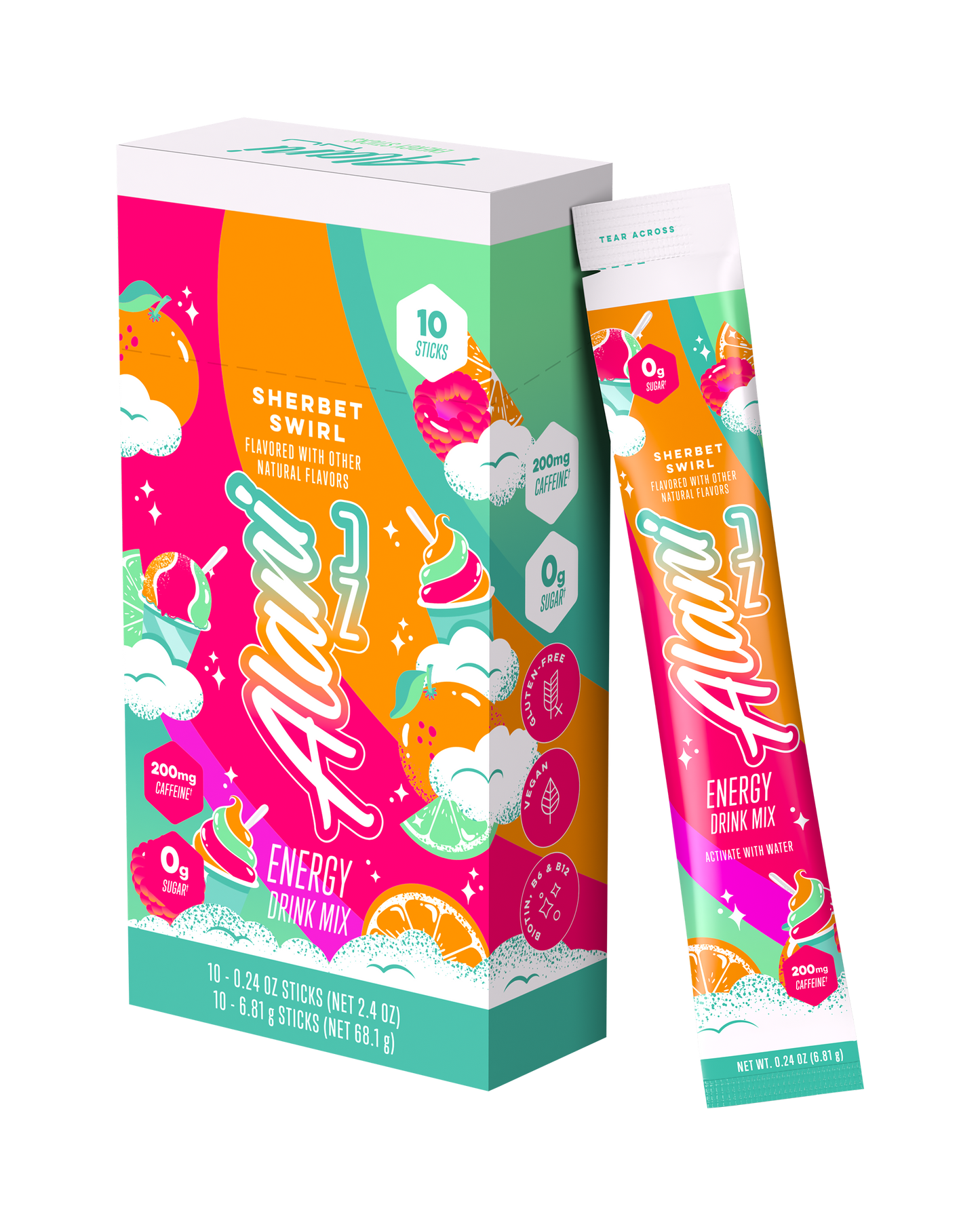 Alani Nu Sherbet Swirl Energy Sticks, 10 Pack