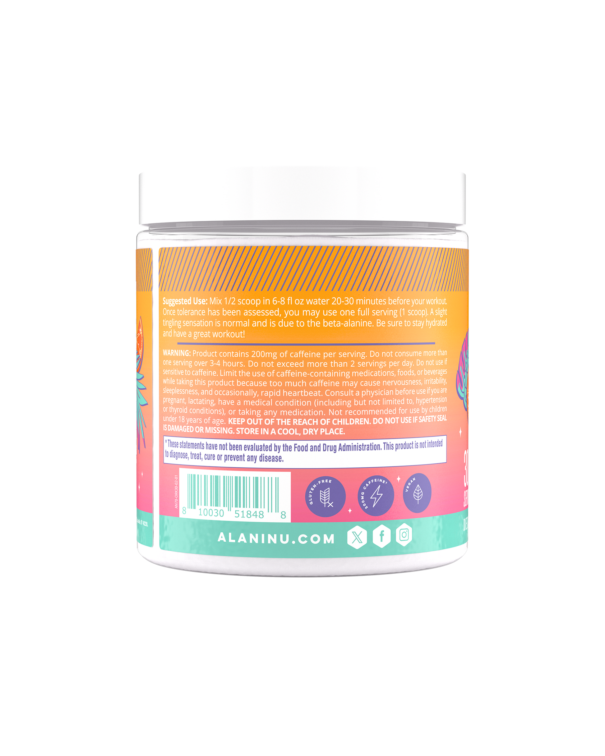 Orange Kiss Pre-Workout with L-Theanine, 30 Servings