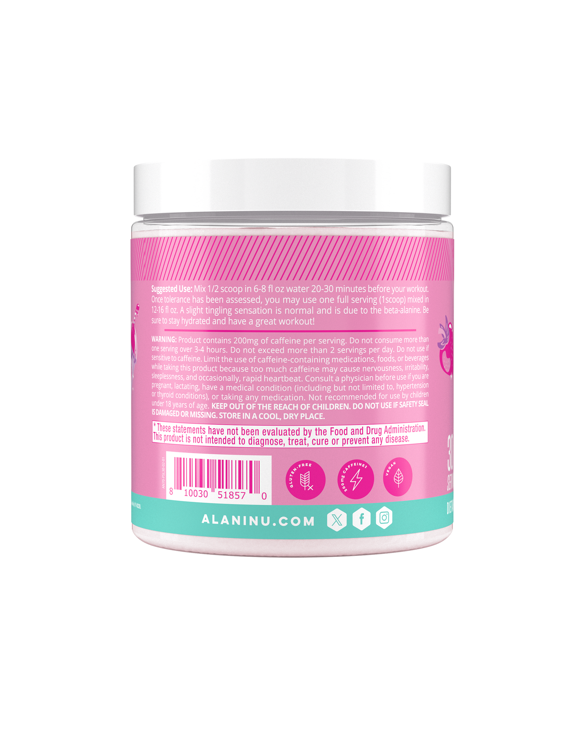 Pink Slush Pre-Workout with Caffeine, 30 Servings