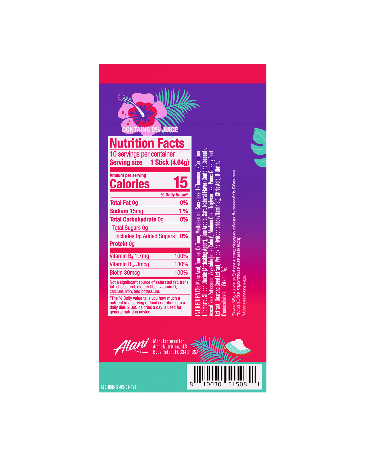 Hawaiian Shaved Ice Energy Sticks, 10 Pack