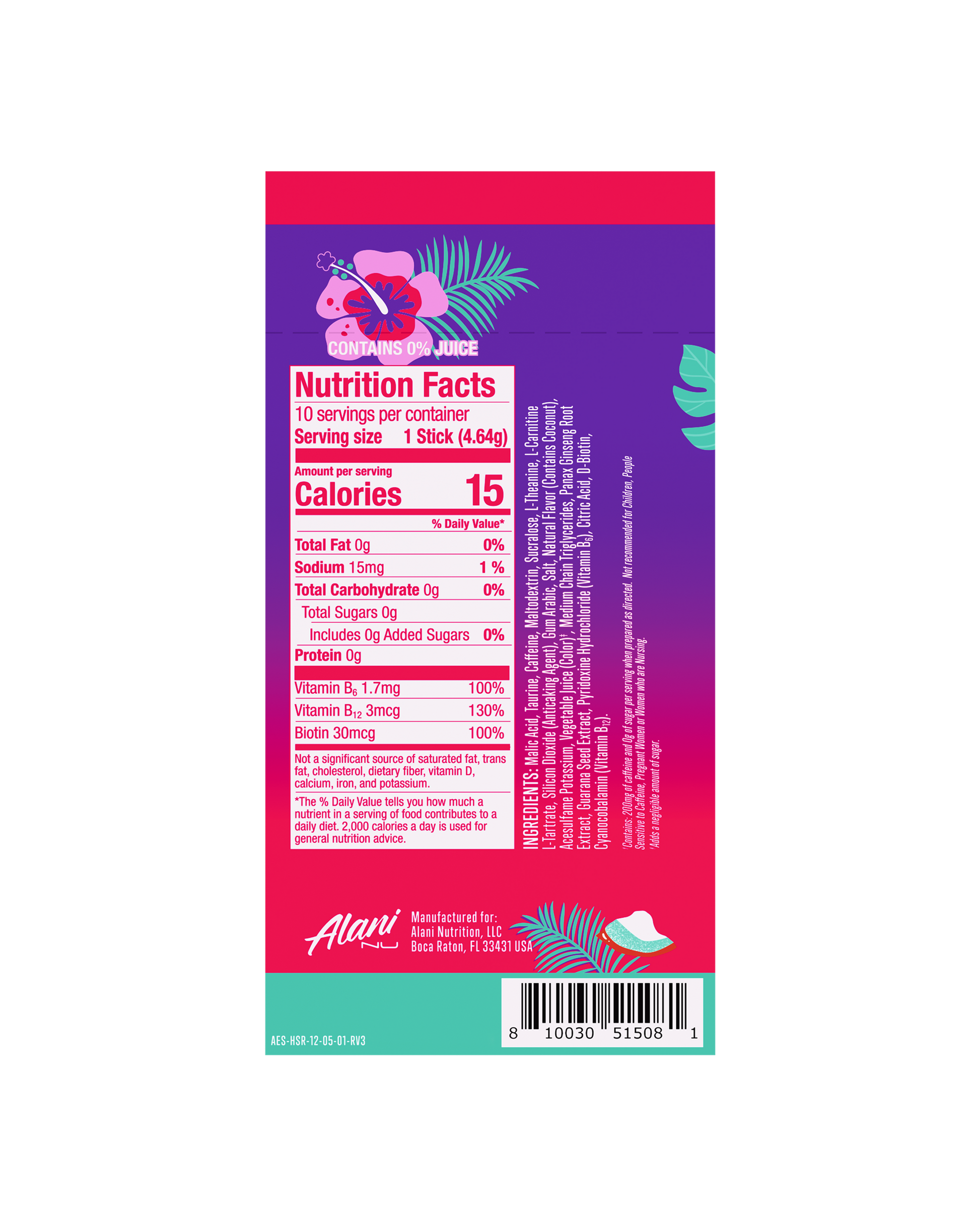 Hawaiian Shaved Ice Energy Sticks, 10 Pack
