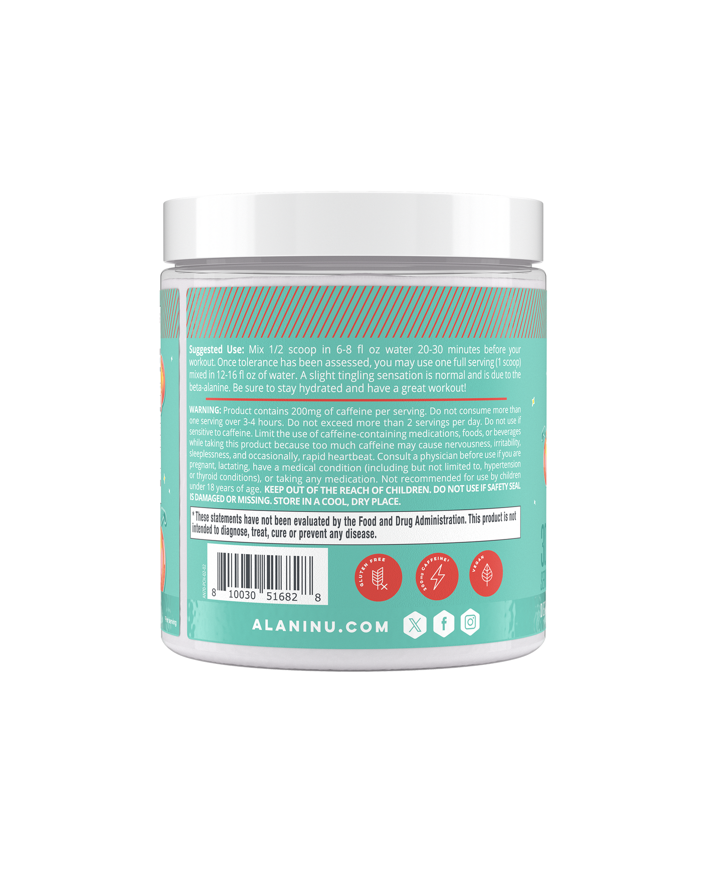 Juicy Peach Pre-Workout with L-Theanine, 30 Servings