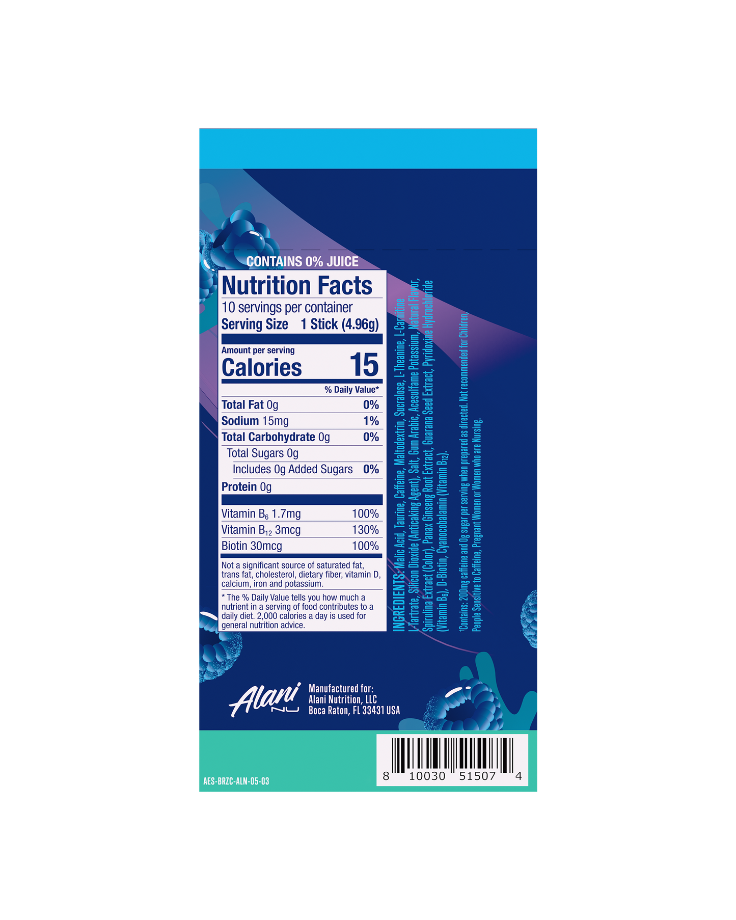 Breezeberry Powdered Energy Drink Sticks, 10-Pack