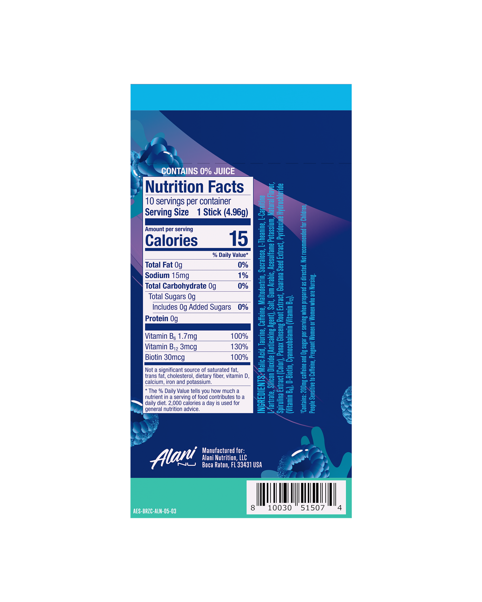 Breezeberry Powdered Energy Drink Sticks, 10-Pack