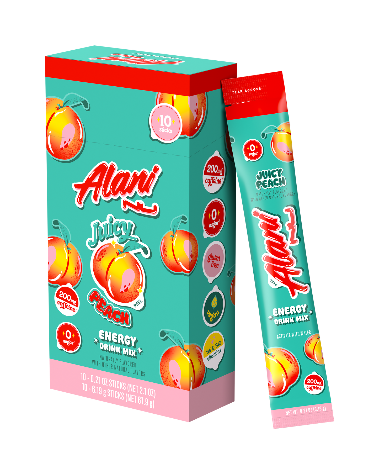 Juicy Peach Alani Nu Energy Mix Sticks, 10 Pack