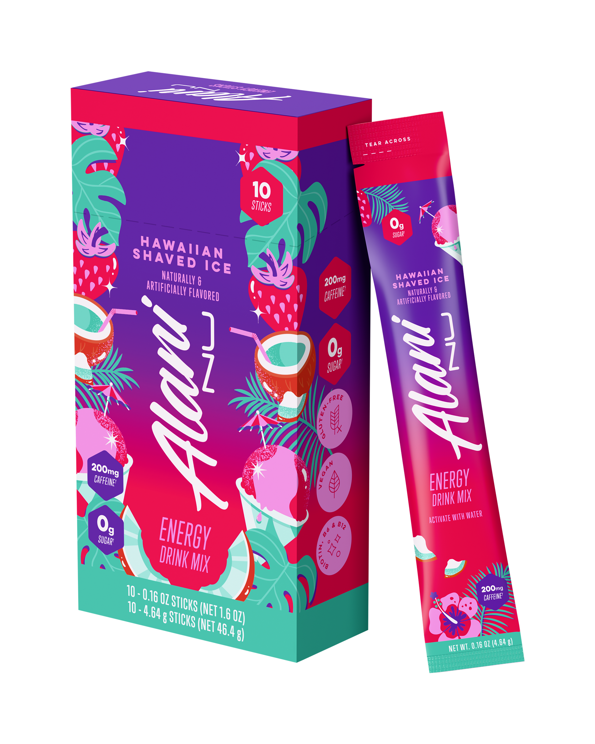 Hawaiian Shaved Ice Energy Sticks, 10 Pack