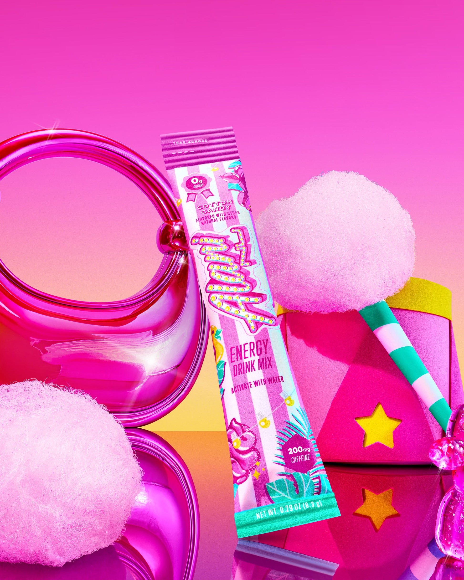 Cotton Candy Powdered Energy Mix Sticks, 10-Pack