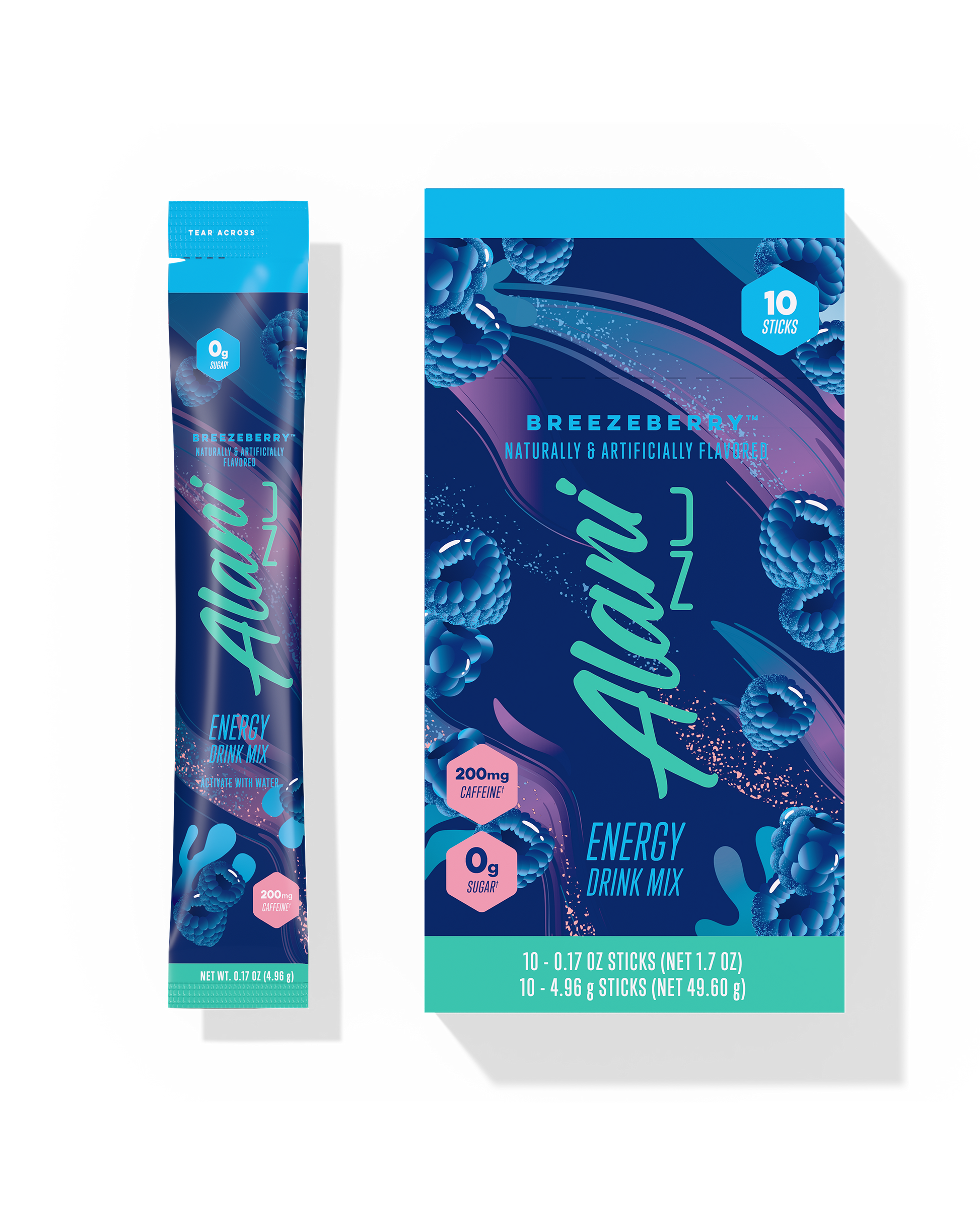 Breezeberry Powdered Energy Drink Sticks, 10-Pack